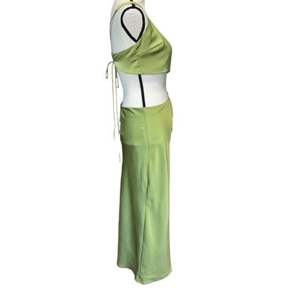 Showpo. Kaniva Midi Dress One Shoulder Open Back Dress Olive Green Womens Size 6 - Picture 3 of 16